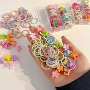 쁘띠 파스텔 디테일 구성 헤어끈 집게핀 4개 미니사이