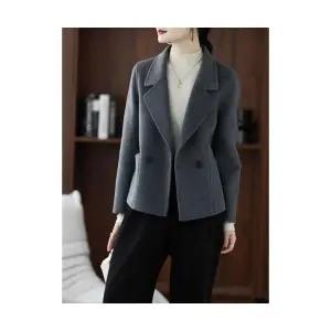 여성 오늘도예쁜 정장 자켓 양복 칼라 코트 순모 양면 가을 겨울 울 쇼트 모직 OOTD4