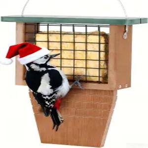 Gtongoko 재활용 플라스틱 새 모이통 나무 심장 모양의 꼬리 지지대 포함 걸이형 조류 급이기 1개 녹색