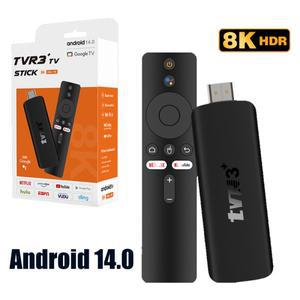 안드로이드 TV 스틱 TVR3+ 8K 14 RK3518 BT5.4 2.4G 5G Wifi6 홈 미디어 플레이어 음성 비서 USB 스마트 호