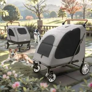 대형견 유모차 개모차 캐리어 회색 웨건 트레일러 카트