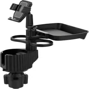 트레이 및 휴대폰 마운트가 있는 6-in-1 자동차 컵 홀더 익스팬더 360° 회전 조절 가능한 베이스가 푸드