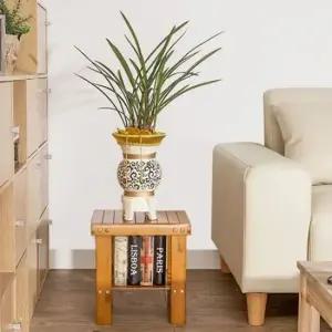 보조의자 미니스툴 사각 대나무 간이 미니선반 소품진