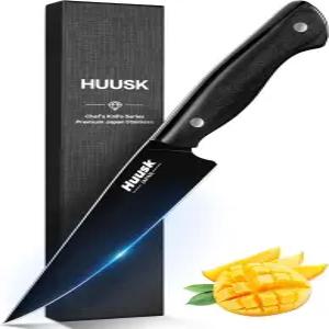 Huusk 일본식 주방 유틸리티 나이프 5.7인치 - 티타늄 코팅 칼날 작은 다용도 날카로운 미니 셰프 고탄소
