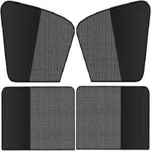 제더리 4 PCS 카 사이드 윈도우 선쉐이드 통기성 메쉬 쉐이드 블랙 고무 천 이중 스플라이싱 디자인 흡착