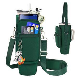 [미국배송] 휴대폰 포켓이 있는 LEFOR-Z 물병 캐리어 가방 손잡이가 스탠리/머키 40온스 텀블러 스트랩이 조절 가능한 홀더 파우치 스탠리 컵 액세서리와 호환 가능