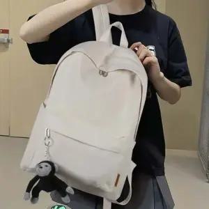 남여공용 캐주얼 캔버스백팩 고릴라키링 학생무지백팩