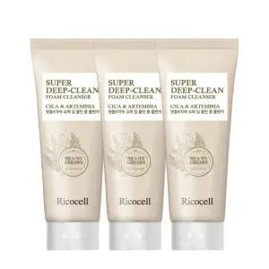 리코셀 병풀약쑥 슈퍼 딥 폼클렌징 220ml 3개 대용량 저자극 촉촉 어성초 약알칼리성 휩 클렌징