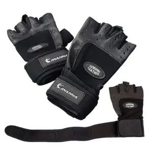 아이워너 반오픈 가죽 헬스 장갑 이중밴드 1P 운동 (WFJ7FYN)