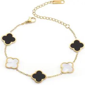 여성용 AIPPK 18K 골드 도금 클로버 럭키 팔찌 화이트/블랙/레드/그린 플라워 포 링크 트렌디한 주얼리