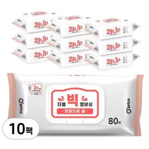 오프라이스 더블 대용량 휴대용 빅 엠보 물티슈 10개 80매