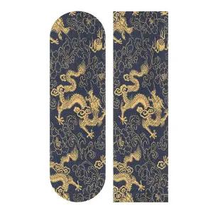 Kigai 중국 타투 골드 드래곤 스케이트보드 그립 테이프 데크 사포 롤러보드 10인치 x 44인치