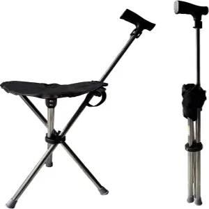 좌석이 있는 지팡이 - 휴대용 의자 최대 2파운드의 가벼운 무게 남성 여성 노인 장애인(대형 조절