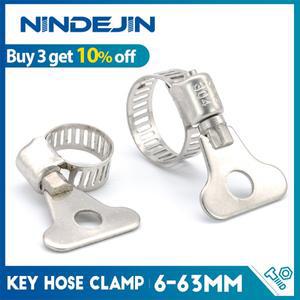 NINDEJIN 5/10피스 웜 기어 호스 클램프 조정 가능 6-63mm 키 클립 워터 파이프 건조기 벤트