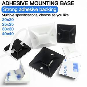 250/500/1000개 지퍼 마운트 내구성 클립 클램프 벽 홀더 베이스 접착식 케이블 와이어