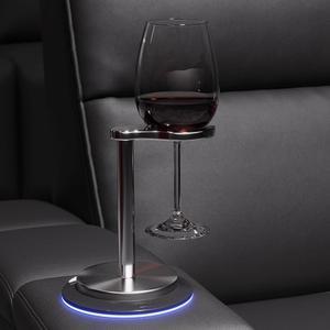 [포르르] 발렌시아 홈 시어터 좌석을 위한 프리미엄 스테인리스 스틸 실버 와인 잔 홀더 u2013 안전하고 스타일리시한 음료 액세서리