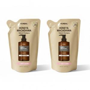 쿤달 허니 앤 마카다미아 네이처 샴푸 리필팩 베이비파우더향 400ml 2개