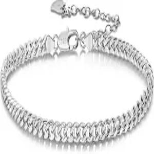 925 스털링 실버 발찌 팔찌 여성/남성 방수 심플 내구성 쇼팽 체인/큐반 링크/피가로/박스/트위스트 로프