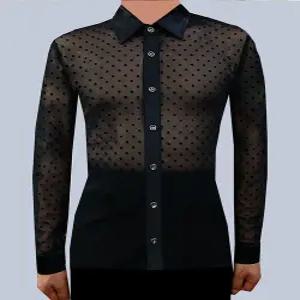 땡땡이 망사 셔츠