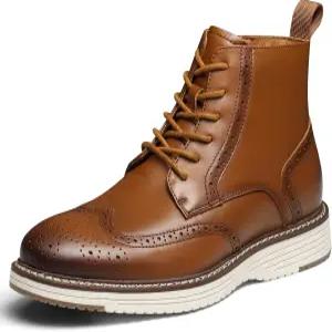 한타탑 남성 드레스 부츠 순정 가죽 브로그 윙팁 캐주얼 옥스포드 측면 지퍼 편안한 포멀 레이스 업 추카
