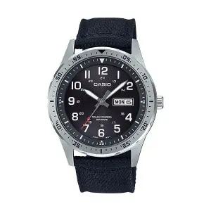 Casio MTP-S120L-1AV, Men Solar 배터리 시계 [세금포함] [정품], 100 Meter W/R, Date, 블랙 나일롱 패션