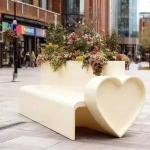 대형 하트 조경 야외 등받이 벤치 의자 철제 화분 등벤치 카페 식당 정원 포토존 웨이팅