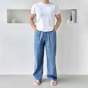 허리밴딩 와이드 바지 여름바지 남성 빅사이즈 3컬러 커플 여름팬츠