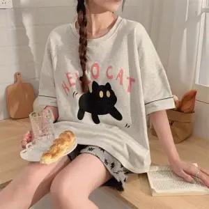 (헬로캣) 여름 여성 상하세트잠옷 셋업 홈웨어 파자마