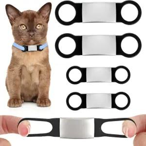 HJZII 4PCS 슬라이드가 반려동물 ID 태그 2사이즈 실리콘 고양이 개 이름 탄력 고무 개인 맞춤형 교체 밴드