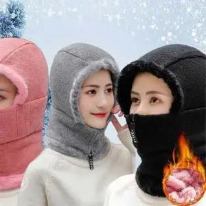 여자 복면 지퍼 넥워머 일체형 모자 등산 낚시 겨울
