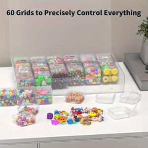 비즈 정리함 61개 세트 투명 대용량 소형 및 라벨 플라스틱 보관 케이스