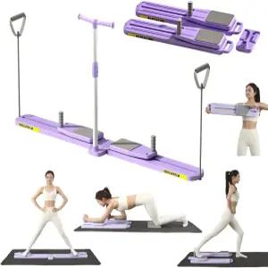 업그레이드 분할 필라테스 리포머 보드 - 저항 밴드 및 손잡이가 있는 접이식 다기능 리바운드 복부 복근