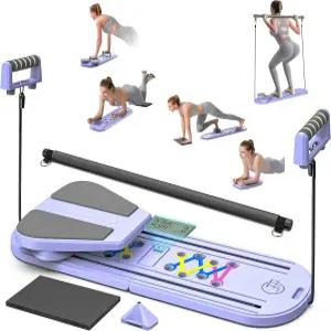 접이식 5-in-1 휴대용 필라테스 보드 - 저항 밴드가 있는 가정용 키트 복근 코어 허벅지 및 전신 훈련을