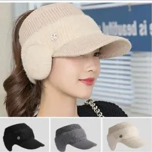 여자 여성 니트 썬캡 캡 골프 털모자 모자 귀마개 방한 겨울 겨울모자