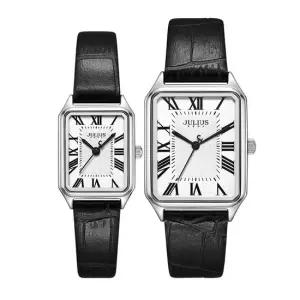 쥴리어스 스퀘어 데일리 남녀 커플 가죽 손목시계 JA-1556ML