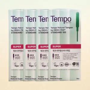 템포 내추럴 순면 탐폰 슈퍼 8p X 4팩 생리 템포레귤러 템포 안심생리대 생리대대형