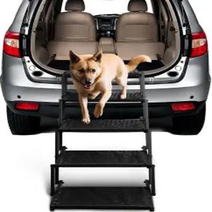 자동차용 개 계단 - 미끄럼 방지 표면이 있는 대형견을 위한 접이식 경사로 자동차 및 SUV를 휴대용 트럭