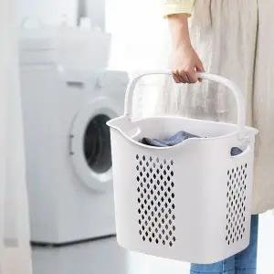 1단빨래바구니 이동식빨래통 심플한 수건바스켓 1단 다용도 변색방지 (WFKBJ18)