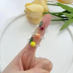 비즈 장식 투명 과일 모티프 귀여운 반지 (WFKBON9)