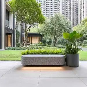 모조 인조석 대리석 야외 벤치 의자 철제 평벤치 평의자 모던 그레이 테라조 아파트 건물