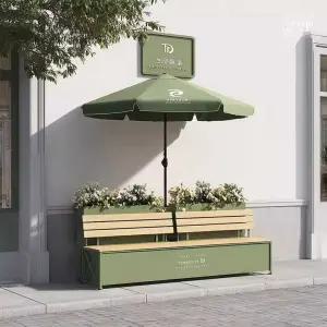 북유럽 화분 조경 야외 벤치 의자 등받이 철제 원목 카페 레스토랑 식당 웨이팅 대기 체어