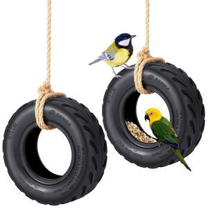 야외용 타이어 스윙 버드 피더 2개와 로프 특수 시드 캐처로 야외에서 재미있는 스윙을 할 수 있는 예플럼 2개 선물 크리스마스