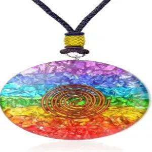 오르고나이트 크리스탈 세븐 차크라 레인보우 오르고네 펜던트 - 요가 명상 레이키 선물 사무실 및 홈