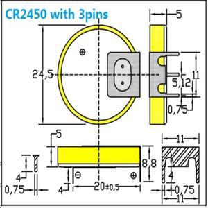 대용량 리튬 코인 단추 배터리 CR2450 3V 납땜 핀 개 샘플 5