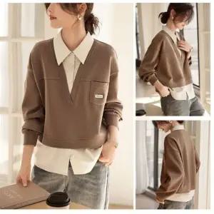 봄가을 컬러 배색 가짜투피스 맨투맨