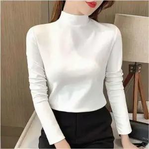 여성티셔츠 반팔 박스티 여성 겨울 반목티 이너티셔츠 슬림 하프넥 6색