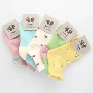 아동양말 여아양말 들꽃패턴 러블리 중목 5켤레묶음