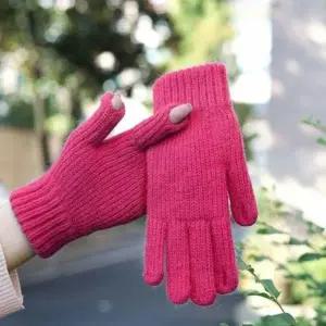 (색상 장미핑크(RosePink))여성 겨울 장갑 핸드폰 스마트폰 터치 겨울손가락 핸드폰터치장갑 패션 방한장갑