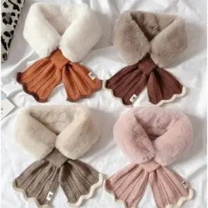 당일 겨울 여성 물결 니트 퍼 목도리 머플러 스카프