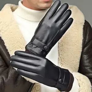 (색상 블랙)기모 남자 가죽 장갑 겨울 장갑 보온 장갑 검정